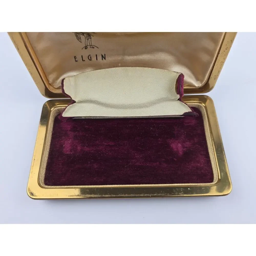 Vintage Elgin women's / ladies empty watch box Velvet liner built-in stand